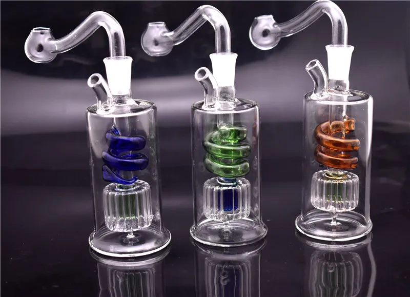 Spring Mini Oil Burner Bong Small Glass Bongs Mini Bubbler Ash